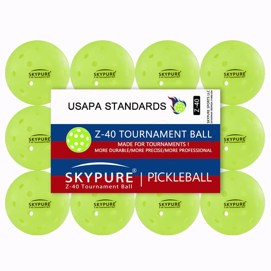 SKYPURE Z-40 Tournament Ball 12balls very good use for pickleball machine High-Visibility Bright Green 40 Hole Textured Surface for Consistent Bounce Indoor/Outdoor Use for All Skill Levels USAPA Standard Premium Quality Tournaments Pickleball