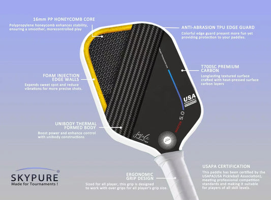 SkyPure Master 5.0 Tactical Assault Pickleball Paddle - Powered by proprietary Time-Freeze Technology Designed Exclusively for Advanced Players Pursuing Tactical Gameplay Pro-Level Engineered for Precision Placement, Spin Control, Shot Variability