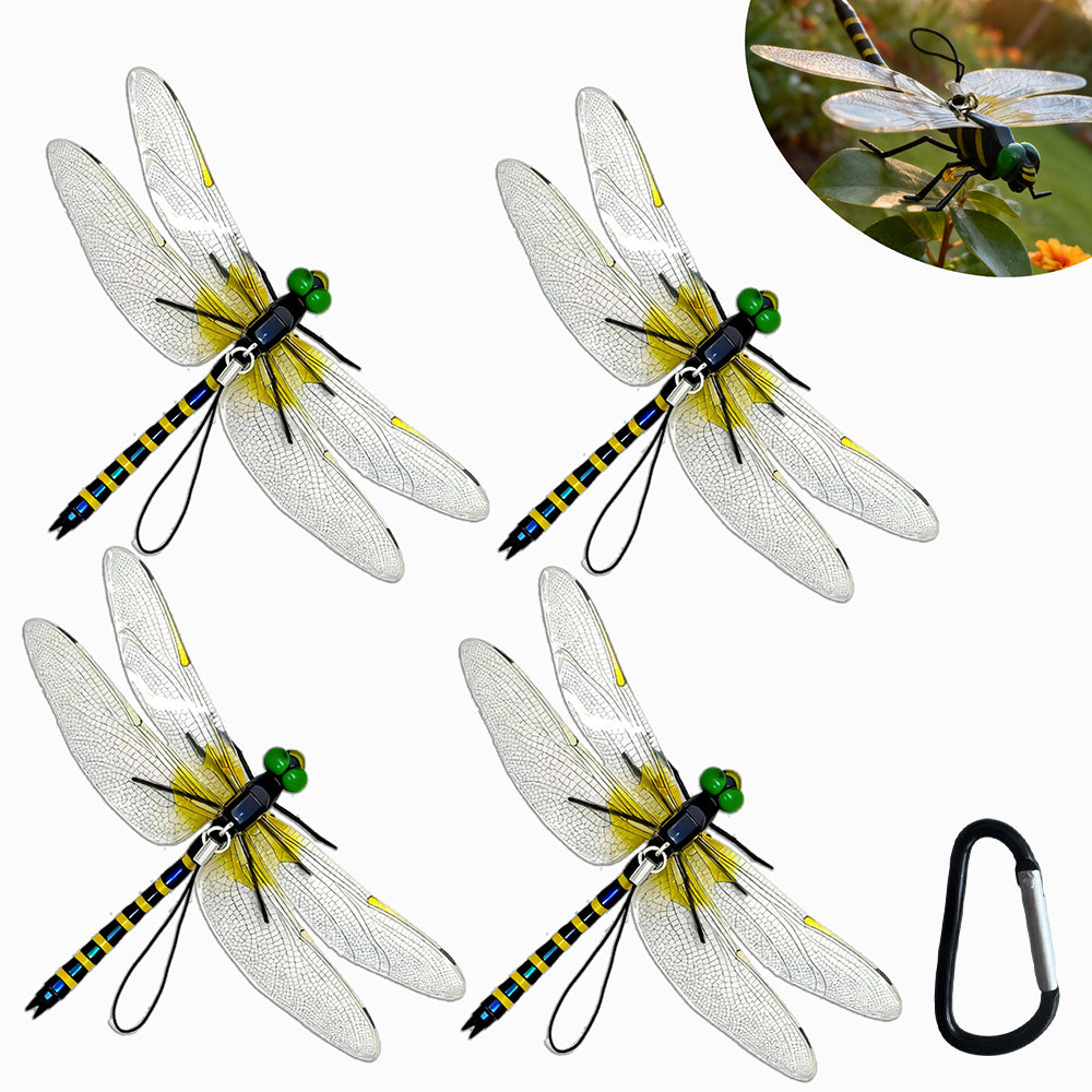 3D Artificial Dragonfly Bug Repellent (4Pcs) – Lifelike Outdoor Hanging Ornament & Garden Decor – Natural Fly,Durable PVC Hanging Use
