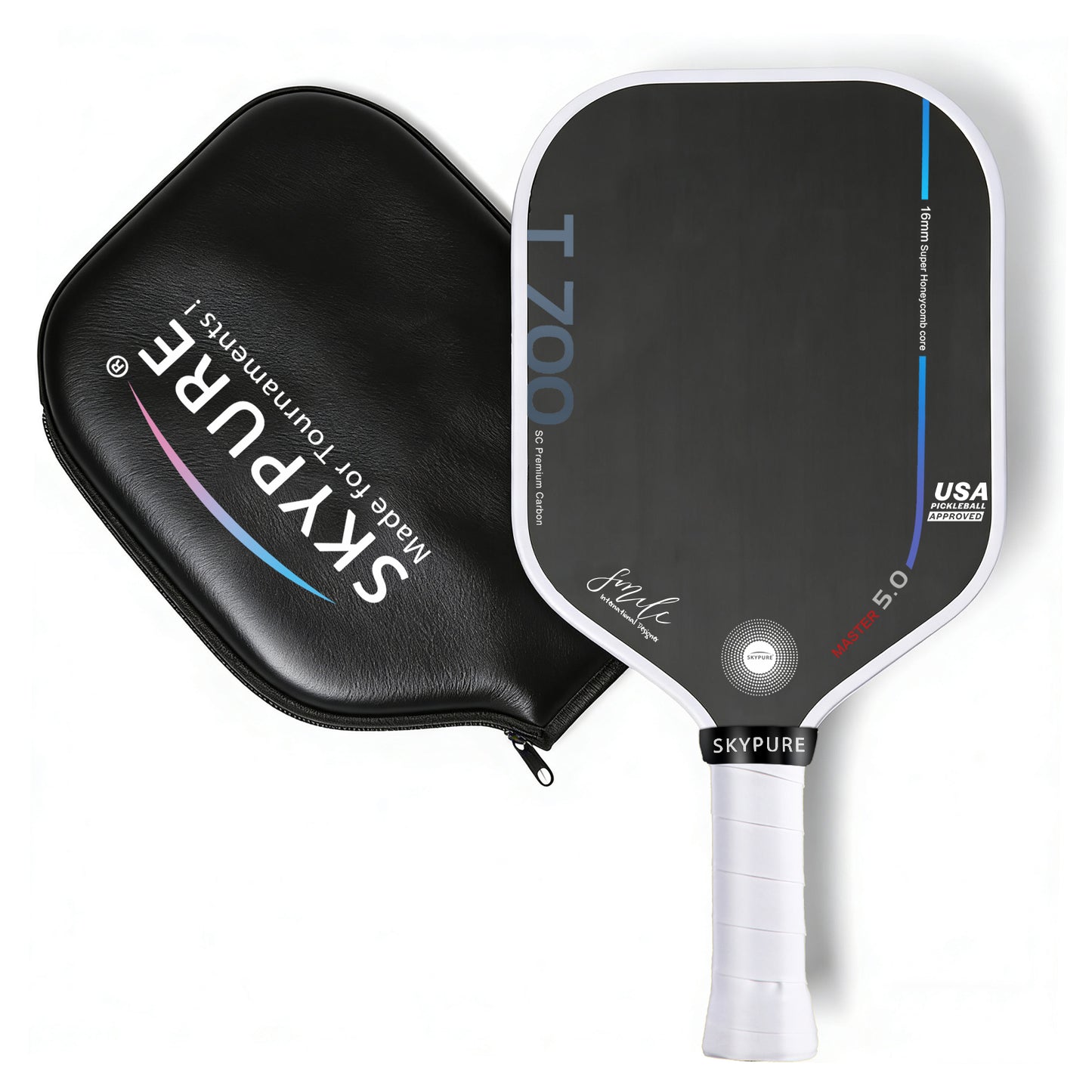 SkyPure Master 5.0 战术突击型匹克球拍 - 采用专有的时间冻结技术，专为追求战术打法的进阶球员设计，专业级工程，可实现精准落点、旋转控制和击球变化。