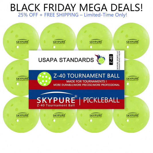 SKYPURE Z-40 Tournament Ball 12balls very good use for pickleball machine High-Visibility Bright Green 40 Hole Textured Surface for Consistent Bounce Indoor/Outdoor Use for All Skill Levels USAPA Standard Premium Quality Tournaments Pickleball