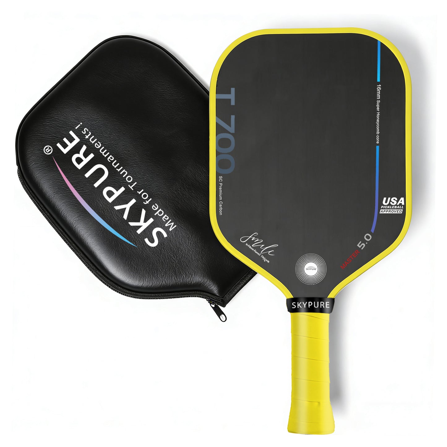 SkyPure Master 5.0 战术突击型匹克球拍 - 采用专有的时间冻结技术，专为追求战术打法的进阶球员设计，专业级工程，可实现精准落点、旋转控制和击球变化。