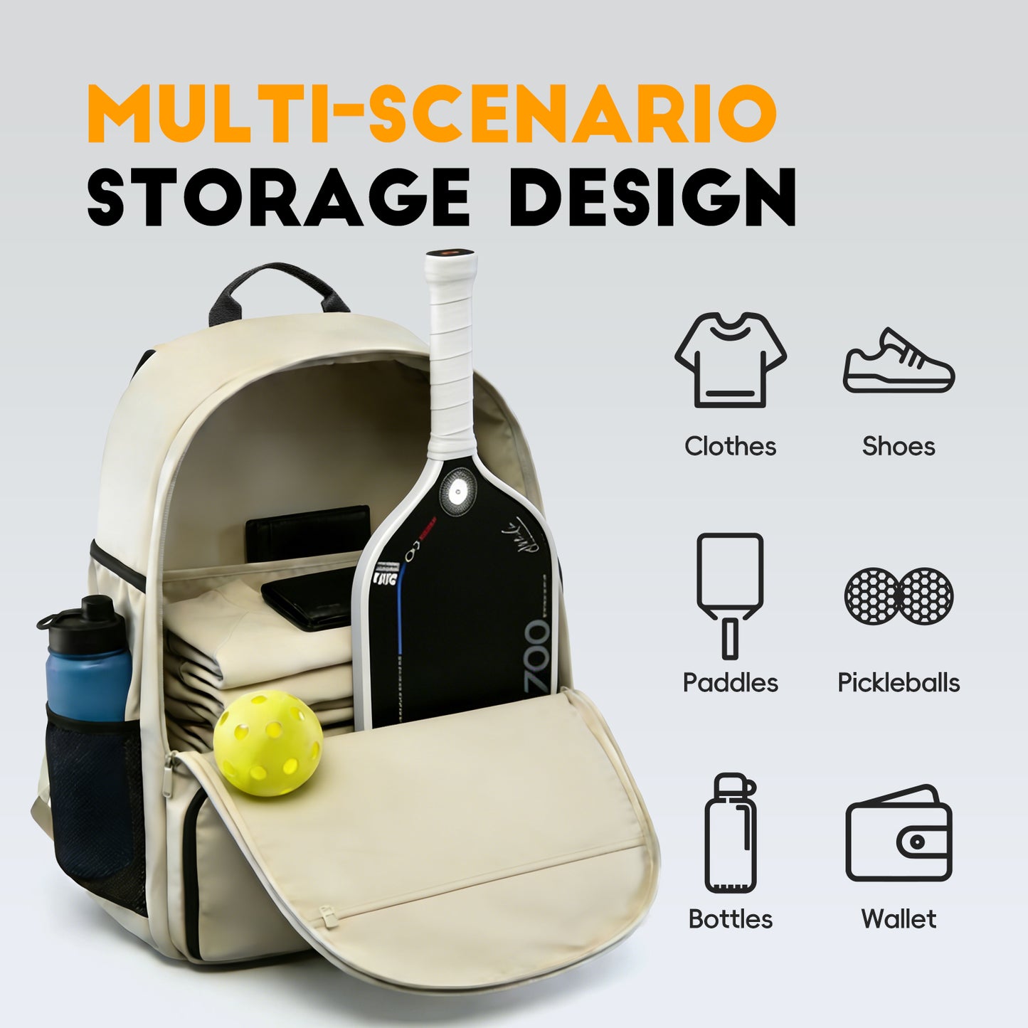 SKYPURE官方授权SKYPURE三合一匹克球背包——全球首款适用于匹克球运动、商务及旅行的多场景背包，激光雕刻透气背板，专业装备收纳