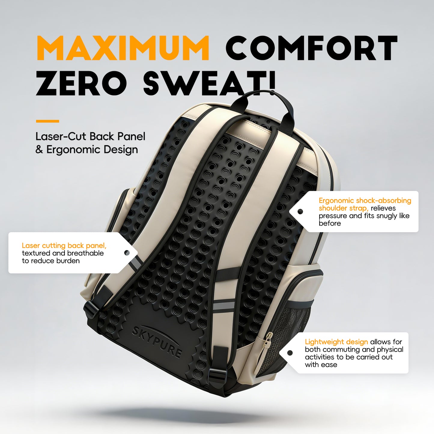 SKYPURE官方授权SKYPURE三合一匹克球背包——全球首款适用于匹克球运动、商务及旅行的多场景背包，激光雕刻透气背板，专业装备收纳