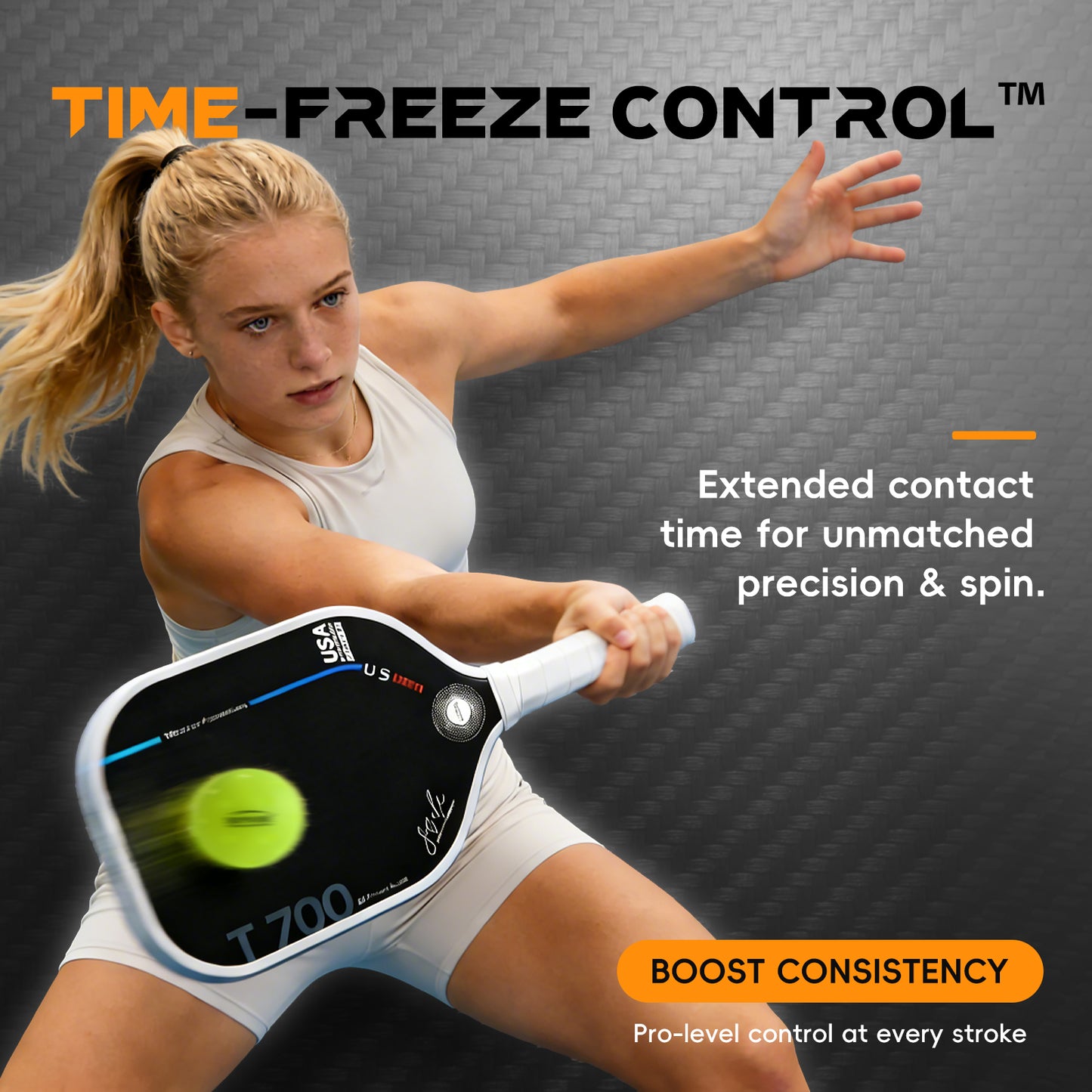 SkyPure Master 5.0 战术突击型匹克球拍 - 采用专有的时间冻结技术，专为追求战术打法的进阶球员设计，专业级工程，可实现精准落点、旋转控制和击球变化。