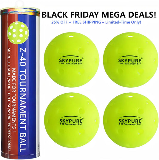 SKYPURE Z-40 Tournament Ball 4balls-packed very good use for pickleball machine High-Visibility Bright Green 40 Hole Textured Surface for Consistent Bounce Indoor/Outdoor Use for All Skill Levels USAPA Standard Premium Quality Pickleball
