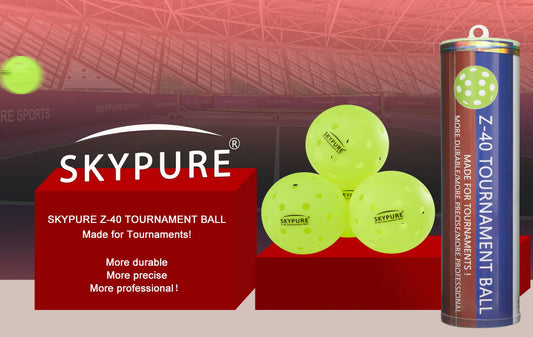 SKYPURE Z-40 比赛用球，4 个装，非常适合匹克球机使用。高可见度亮绿色，40 个孔，纹理表面确保弹跳稳定。室内/室外均可使用，适合所有技能水平。符合 USAPA 标准，优质匹克球。