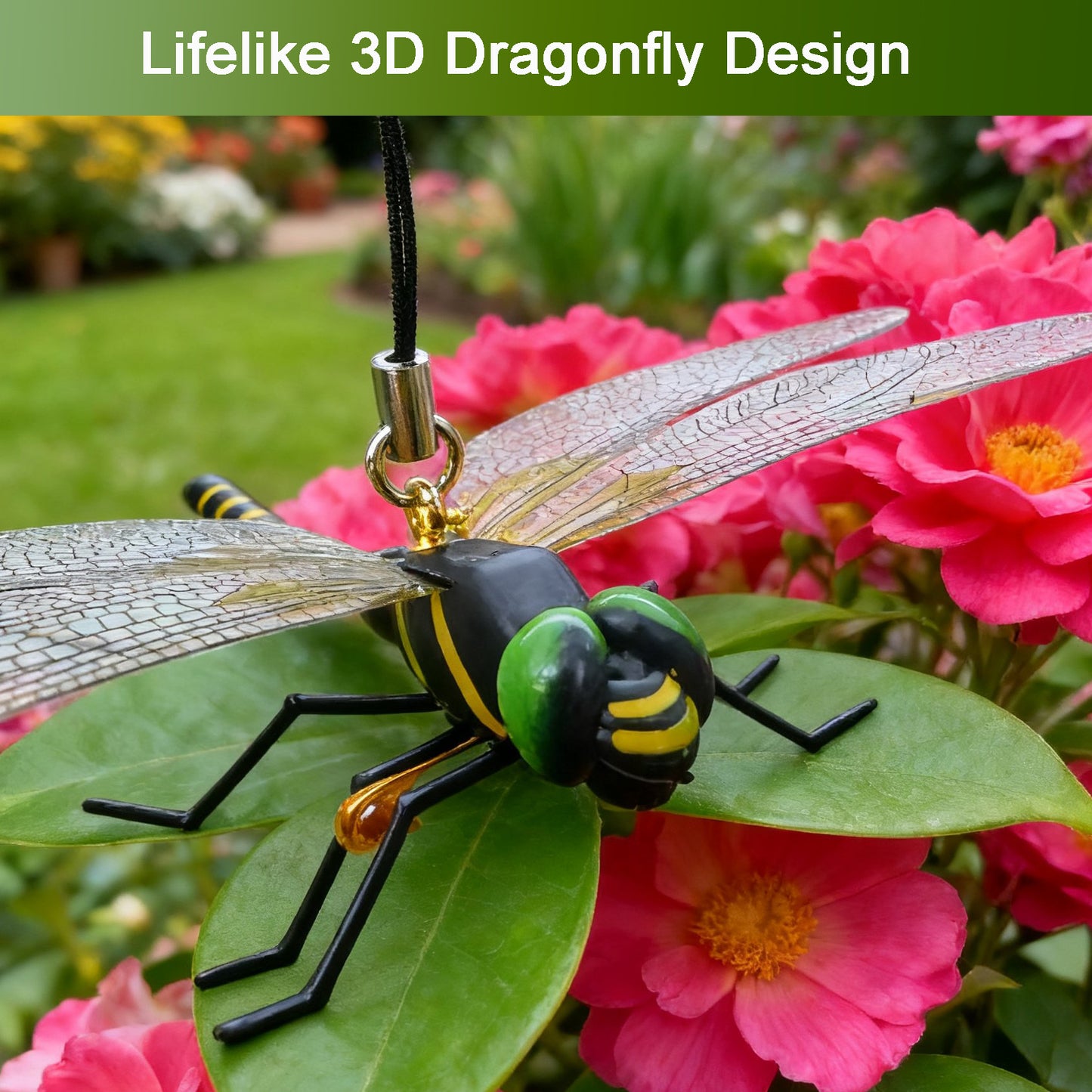 3D Artificial Dragonfly Bug Repellent (4Pcs) – Lifelike Outdoor Hanging Ornament & Garden Decor – Natural Fly,Durable PVC Hanging Use