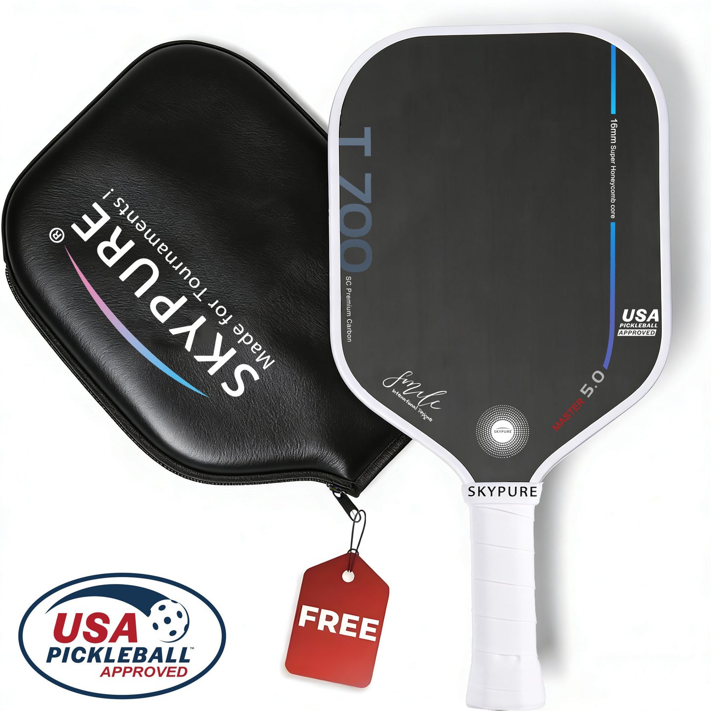 SkyPure Master 5.0 战术突击型匹克球拍 - 采用专有的时间冻结技术，专为追求战术打法的进阶球员设计，专业级工程，可实现精准落点、旋转控制和击球变化。