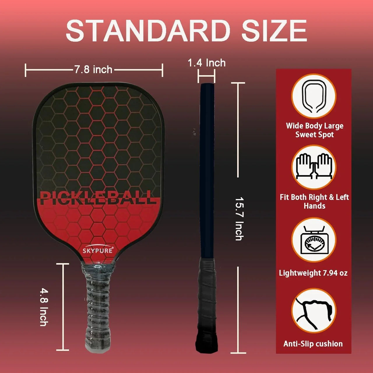 匹克球拍套装，2支球拍，符合美国匹克球协会（USAPA）标准的轻型匹克球拍，耐用的玻璃纤维拍面，聚丙烯蜂窝芯，舒适握柄，4个匹克球和一个球拍包