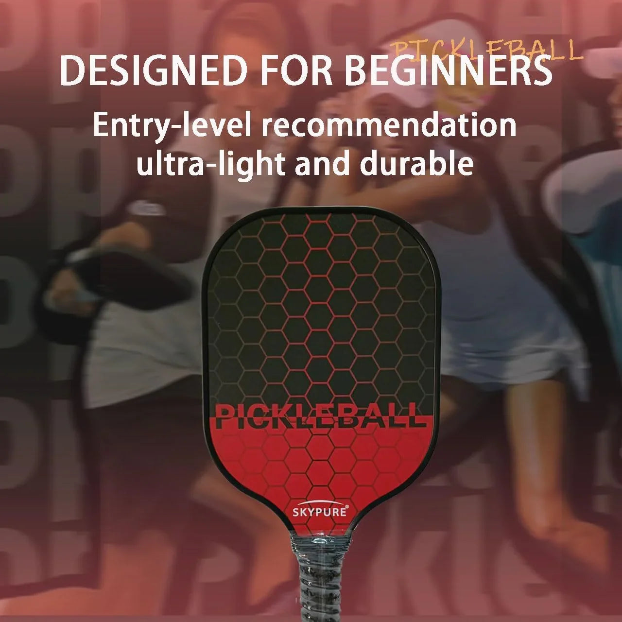 匹克球拍套装，2支球拍，符合美国匹克球协会（USAPA）标准的轻型匹克球拍，耐用的玻璃纤维拍面，聚丙烯蜂窝芯，舒适握柄，4个匹克球和一个球拍包